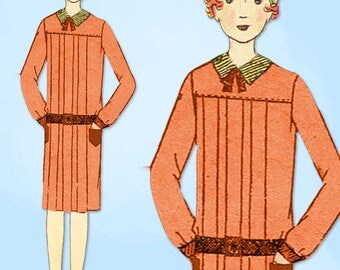 1920s VTG Butterick Sewing Pattern 2189 Uncut Girls Pleated Flapper Dress Sz 12