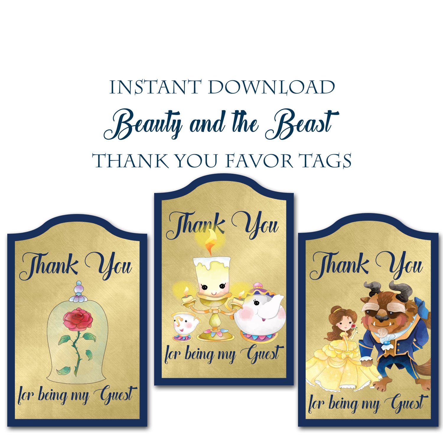 Beauty And The Beast Thank You Gift Tags Instant Download Beauty And The Beast Thank You Gift Tags Instant Download
