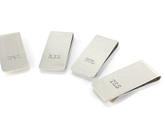 Money Clip Personalized Mens Graduation gift Custom Initials on Skinny Moneyclip Less than an Inch Wide Under 10 Graduation Gift
