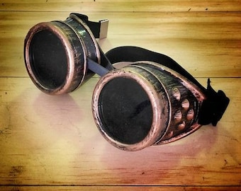 Steampunk goggles antiqued gold bronce glasses rustic