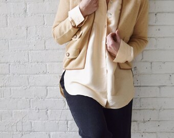 1950s Camel Hair Cardigan | Retailed by Saks 5th Ave. | Size Small-Medium