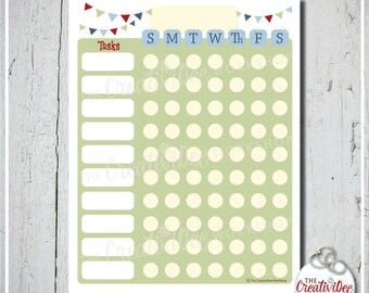 Chore Chart | Children's Chore Chart | Green | EDITABLE Chore Chart | Printable Weekly Chart | Chart for Chores | Boy's Chart | Vertical