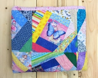 Vintage Quilt Butterfly Patchwork Baby Quilt Festival Blanket Beach Blanket Picnic Blanket Shabby Chic Cotton Fleece Backing Pink Girl's