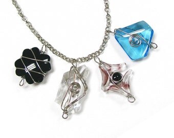 Wired Glass Pendant / Size around 1 to 1.5" / 4 Styles available / 2 pcs per Unit (same style)