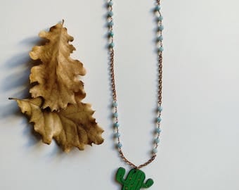 Cactus necklace Wire wrapping necklace Southwestern necklace Cactus jewelry Chanel inspired necklace