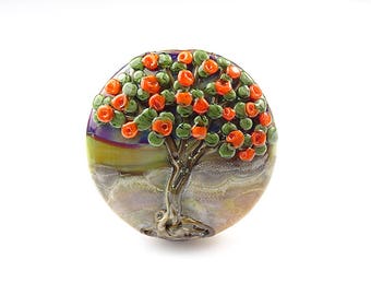 Large Lampwork Glass Blossom Tree Focal Bead