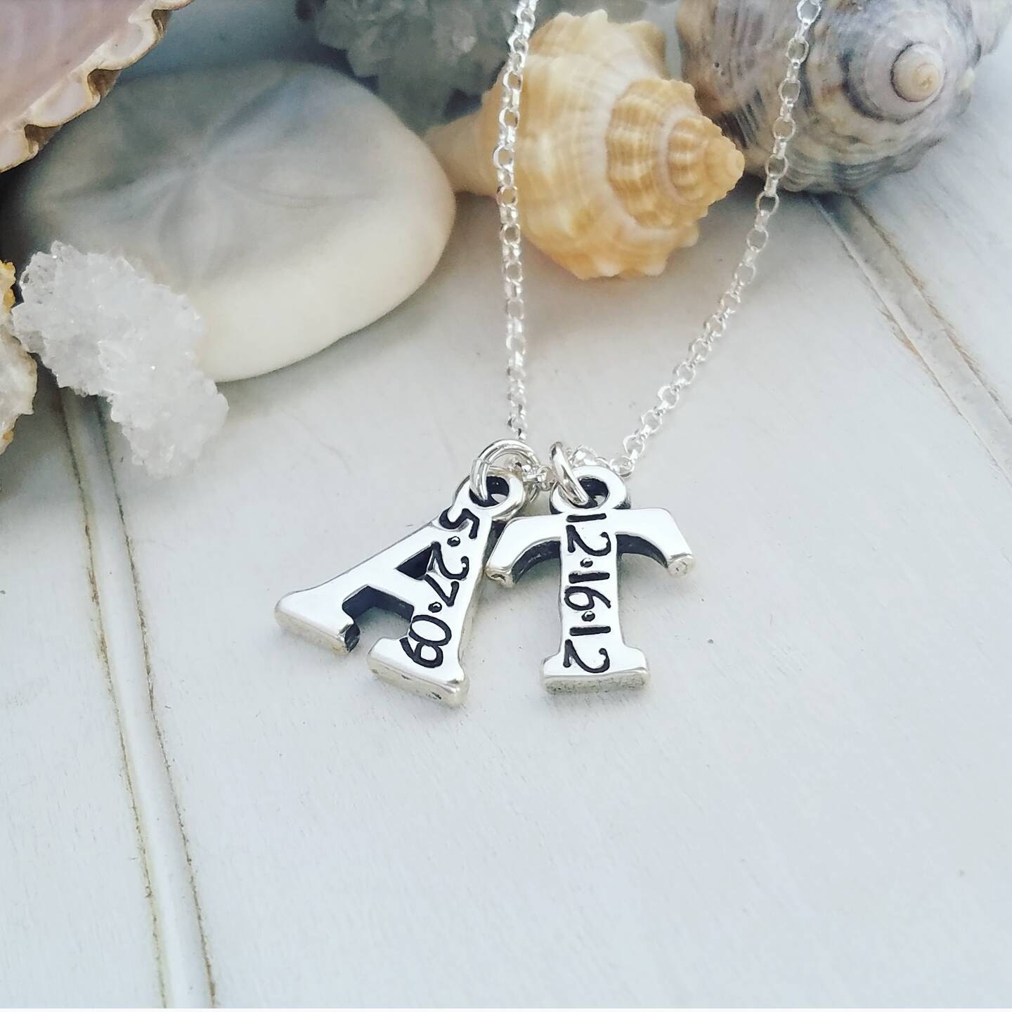 Personalized 2 Letter Initial Necklace Sterling Silver