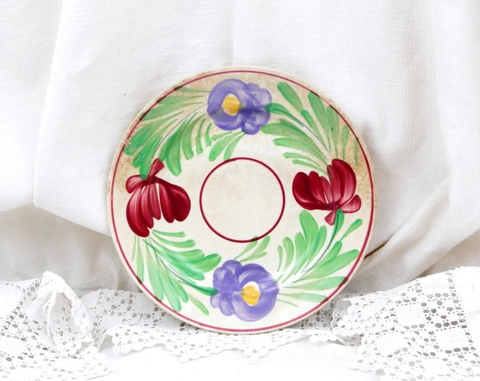 Antique French Dessert Plate Ceramic Plate Hand-painted Flower Pattern, Sarrguemines Digoin, French Country Decor, Vintage Home, Retro Decor