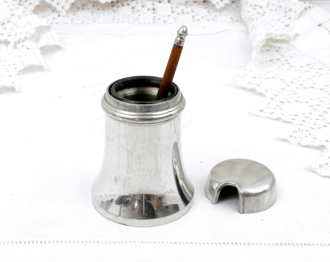Vintage French Etains du Manoir Pewter Mustard Lidded Pot with Wooden Spoon, French Decor, Chateau Chic, Retro Home, Serving, Kitchen, Paris