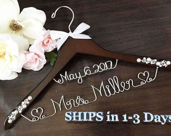 Ships 1-3 days. Rustic Hanger. Personalized Bridal Wedding Hanger. Bridal Hanger. Bridal Party. Custom Hanger. Comes With Bow