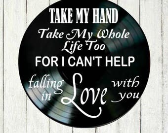 Wedding Song Lyric Art - Wedding Song Art - Vinyl Record Art - Elvis Wedding Gift - Anniversary Gift - Home Decor - Gift for Bride