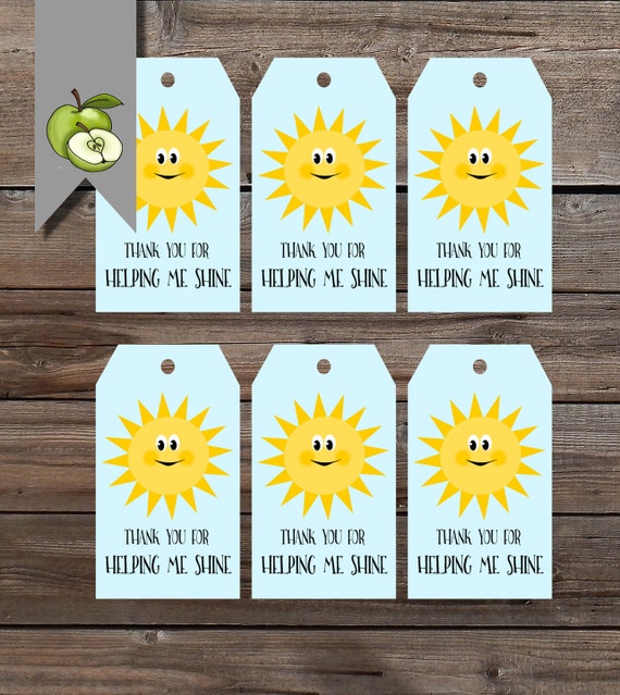 Shine gift tags summer sun Teacher gift end of year tag