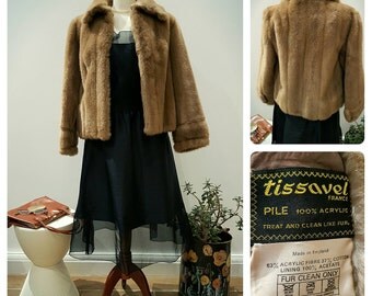 Vintage Caramel Faux Fur Jacket Size 12