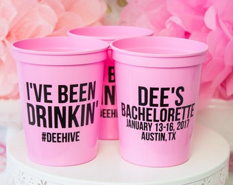 Bachelorette Party Favor, Custom Party Cups, Bridal Party, Plastic Stadium Cup, Personalized Cups, Bar Crawl, Birthday Party Cups, Hen Party