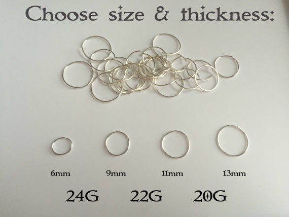 Different sizes Nose Hoops Silver 20G Nose Ring 22G Nose