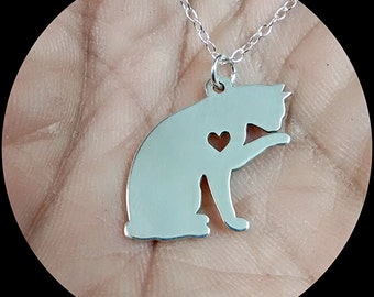 Cat Necklace - Engraving Pendant - Sterling Silver Jewelry - Gold Jewelry - Rose Gold Jewelry -Personalized Pet Jewelry - Kitten - Kitty 003