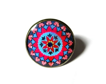 MANDALA RING - BOHO ring - Ornament ring - Antique brass ring - Statement ring - Gypsy Ring - Bohemian ring - New age - Chakra Gift for her