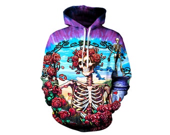 Grateful Dead Hoodie - Trippy Greatful Dead Bertha Hoody - 60's Festival Clothes - Hippie Art Hoody - Sublimation Clothes