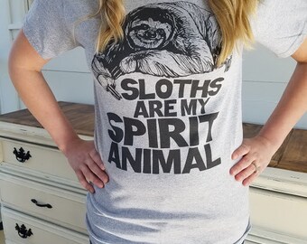 Sloth T Shirt - Sloths Are My Spirit Animal - Funny Unisex Cotton T Shirt - Item 2839