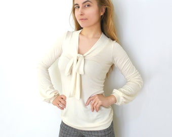 PDF Sewing Pattern Women's Knit / Jersey Top V neck - front bow (sizes XS-XXL) n.50