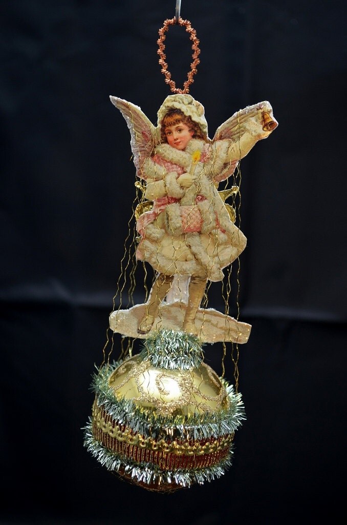 Vintage Christmas Ornament with Dresden Trims Victorian Die