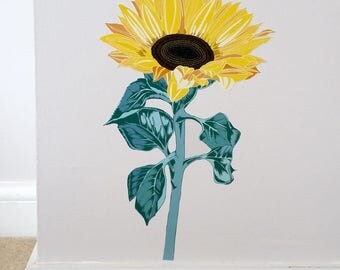 Sunflower Decal, Flower Wall Sticker, Modern Farmhouse Decor, Laundry Room Decor, Floral Wall Decal, Gift For Home