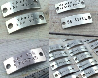 1/2"x1-1/2" Custom Shoelace Plate Tag, Running Shoe Lace Tags, Hand Stamped Shoelace Plate, Marathon Runner Gift, Sneakers Shoelace Charm