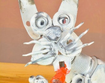 bunny,steam,steampunk,home,industriel,artistelestordus,sculpture,scrap metal,collection,collector,gift,propeller,robotic