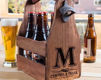 beer caddy personalized, 5 year anniversary gift, beer carrier, wood beer crate, anniversary gifts for him, Man cave, gifts for beer lover