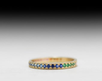Gold Eternity ring Sapphire Ruby Citrine Emerald