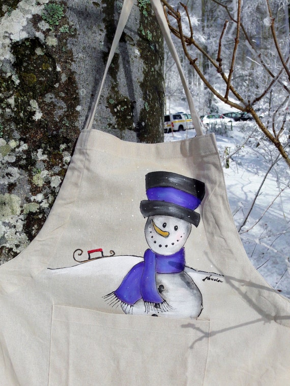 Snowman apron Sledge apron Christmas apron Winter apron