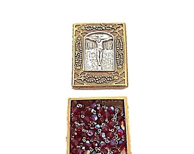 Vintage Red Crystal Rosary with Gold Prayer Box | Vatican Library Collection Catholic Rosary Beads Mary and Jesus