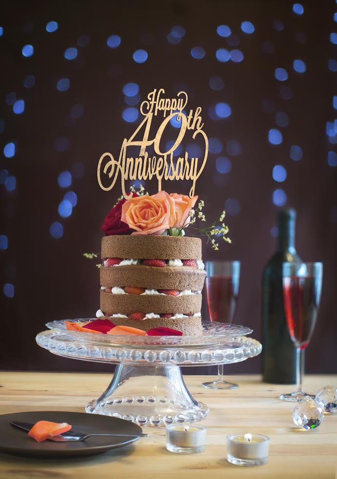 Happy 40th Anniversary Cake Topper Gold Glitter DIY Rustic Happy 40th Anniversary Cake Topper Gold Glitter DIY Rustic