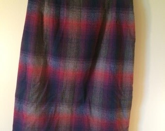Plus Size Wool Pencil Skirt // Vintage Brown Plaid Skirt // Vintage Pencil Skirt