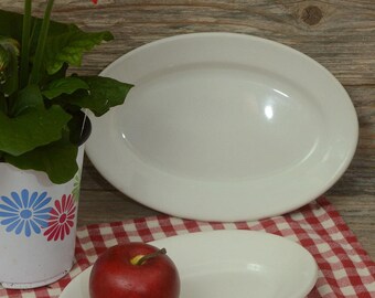 VINTAGE IRONSTONE PLATTERS; Two small white oval platters