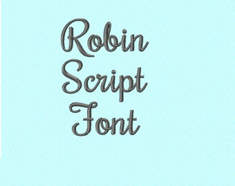 Robin Script Cursive Embroidery Font - INSTANT DOWNLOAD - 2 Sizes - Capitals Lowercase Numbers Punctuation