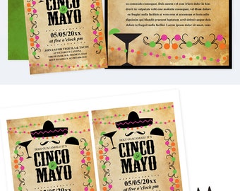 Editable Text Cinco de Mayo Invitation with Free Flyer, Fiesta Birthday Party Invite, Instant Download, Mexican Fiesta Theme, Editable PDF