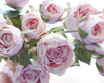 Vintage Style Blush Pink Rose – silk flower – artificial flower – headpiece – bouquet – flower crown – decoration (FB43-1)