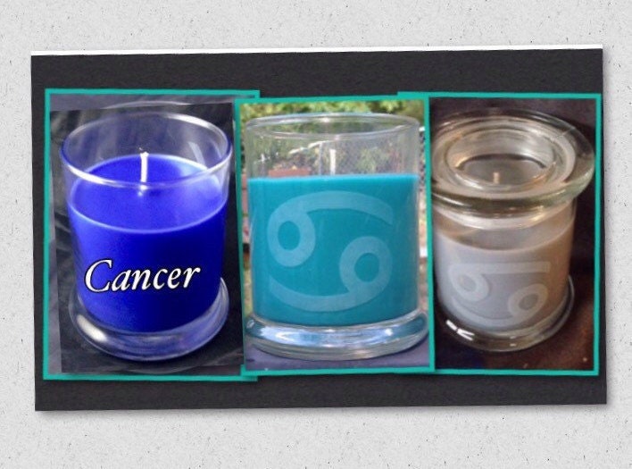 Cancer Zodiac Candles Cancer Symbol Etched by StarFlameCandles