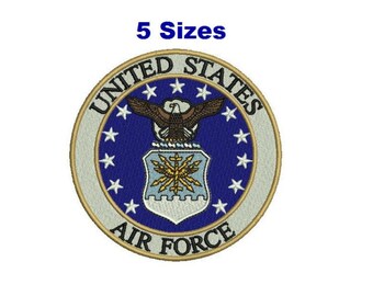 US AIR FORCE emblem Digitized filled Machine embroidery pattern design 5 sizes Digital Download