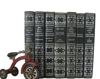 Vintage Books for Interior Design and Home Decor, Black Decorative Books, Book League of America,
