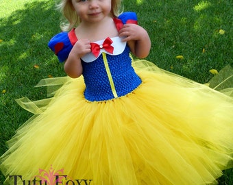Snow White Tutu Dress, Snow White Costume, SnowWhite Birthday Outfit, Princess Tutu Dress-Yellow and Blue Tutu Dress