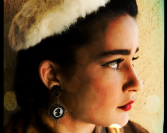 Free Shipping! 1950's Rabbit Fur Beret, White