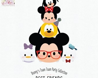 Disney's Tsum Tsum Mickey & Friends Characters; 300 PPI Transparent PNG Clipart