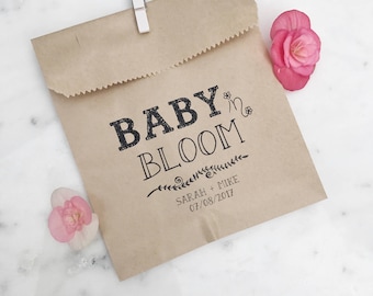 Baby Shower Favor Bags! - Baby in Bloom! - Favor Bags - Custom Printed on Kraft Brown Paper