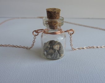 michigan stones glass bottle necklace