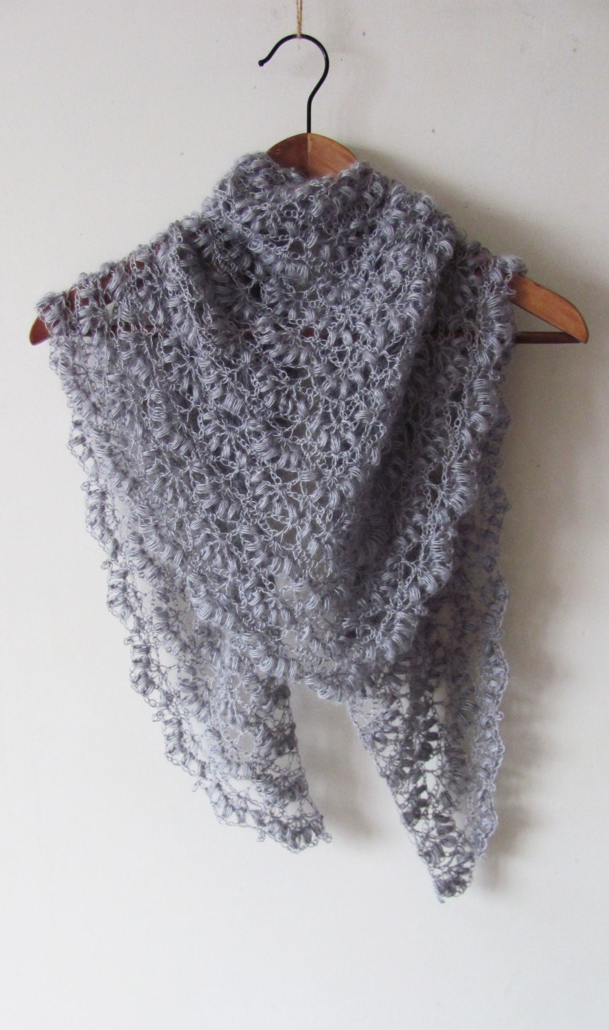 Fog Crocheted Mohair Shawl Handmade Accessory Made To 4982