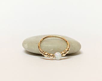 Tiny Helix Piercing Hoop, Gold Cartilage Earring, opal helix earring, cartilage earring, small cartilage hoop helix piercing ring cartilage