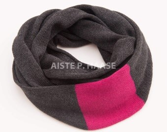 Cashmere infinity scarf, Cashmere snood, Cashmere-lambswool-viscose infinity scarf, Knitted grey scarf,Infinity scarf, Loop, Circular scarf
