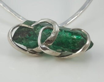 Emerald Jewelry Gift, Emerald Necklace Gift, Necklace Emerald Gemstone, Jewelry Gift Emerald, Silver Statement Choker, Emerald Choker